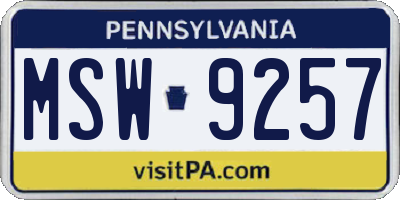 PA license plate MSW9257
