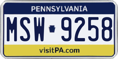 PA license plate MSW9258
