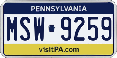 PA license plate MSW9259
