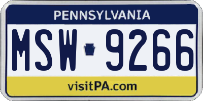PA license plate MSW9266