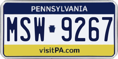 PA license plate MSW9267