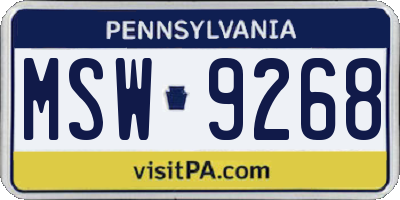 PA license plate MSW9268