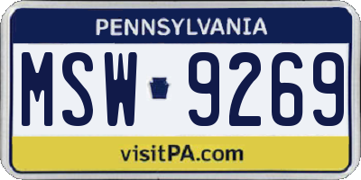 PA license plate MSW9269