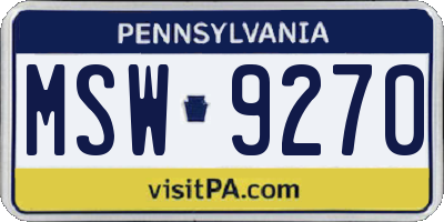 PA license plate MSW9270
