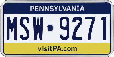 PA license plate MSW9271