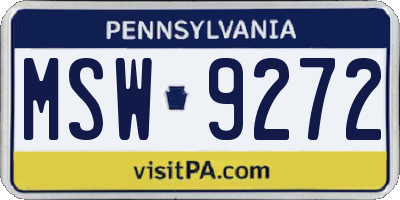 PA license plate MSW9272