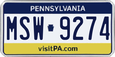 PA license plate MSW9274
