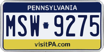 PA license plate MSW9275