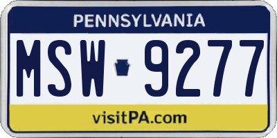 PA license plate MSW9277