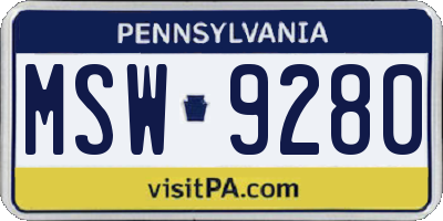 PA license plate MSW9280