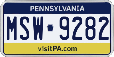 PA license plate MSW9282