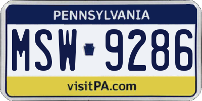 PA license plate MSW9286