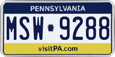 PA license plate MSW9288