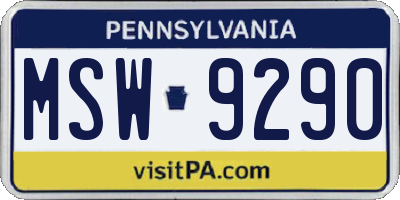 PA license plate MSW9290