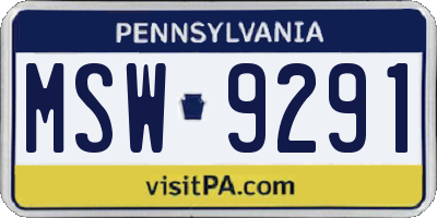 PA license plate MSW9291