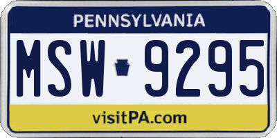 PA license plate MSW9295