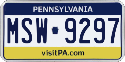 PA license plate MSW9297