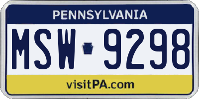 PA license plate MSW9298