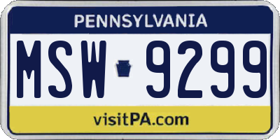 PA license plate MSW9299