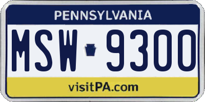 PA license plate MSW9300