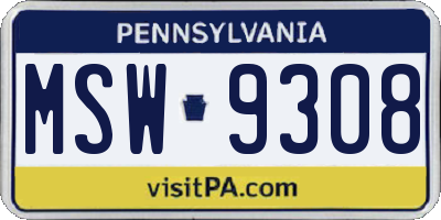 PA license plate MSW9308