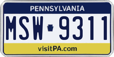 PA license plate MSW9311