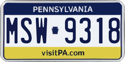 PA license plate MSW9318