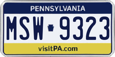 PA license plate MSW9323