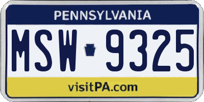 PA license plate MSW9325