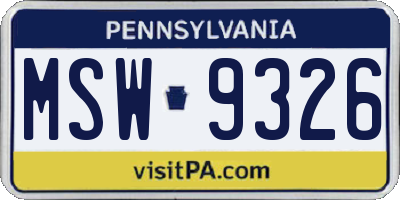 PA license plate MSW9326