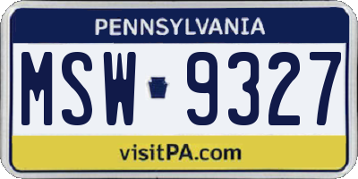 PA license plate MSW9327