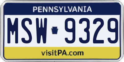 PA license plate MSW9329