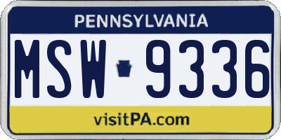 PA license plate MSW9336