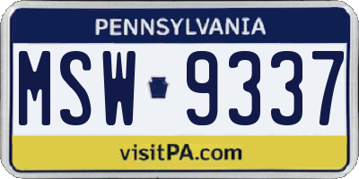 PA license plate MSW9337