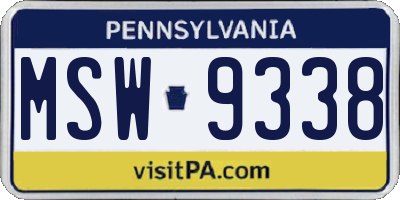 PA license plate MSW9338
