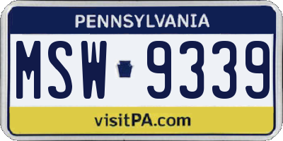 PA license plate MSW9339