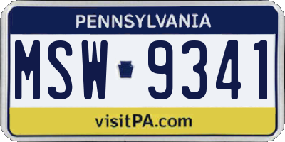 PA license plate MSW9341