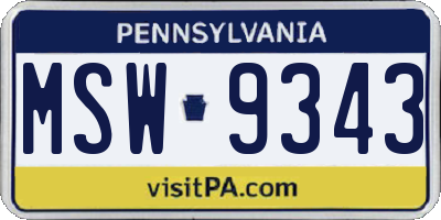 PA license plate MSW9343