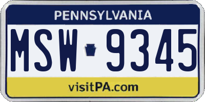 PA license plate MSW9345