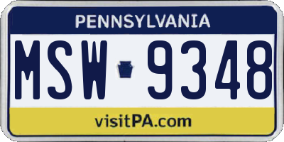 PA license plate MSW9348