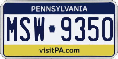 PA license plate MSW9350