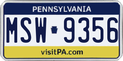PA license plate MSW9356