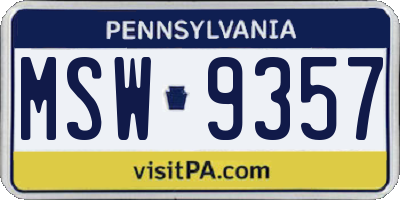 PA license plate MSW9357