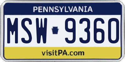PA license plate MSW9360