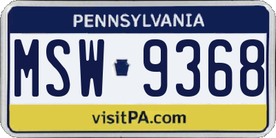 PA license plate MSW9368
