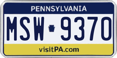 PA license plate MSW9370
