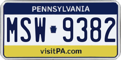 PA license plate MSW9382