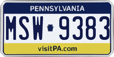 PA license plate MSW9383