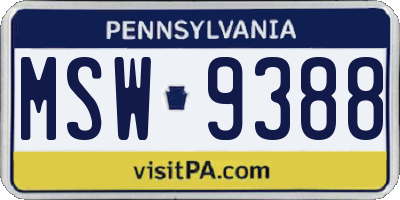 PA license plate MSW9388