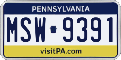 PA license plate MSW9391